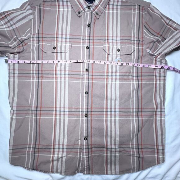 Carhartt Men's Short Sleeve Shirt Button Down Size 2XL Plaid Cotton Pockets - Picture 4 of 7